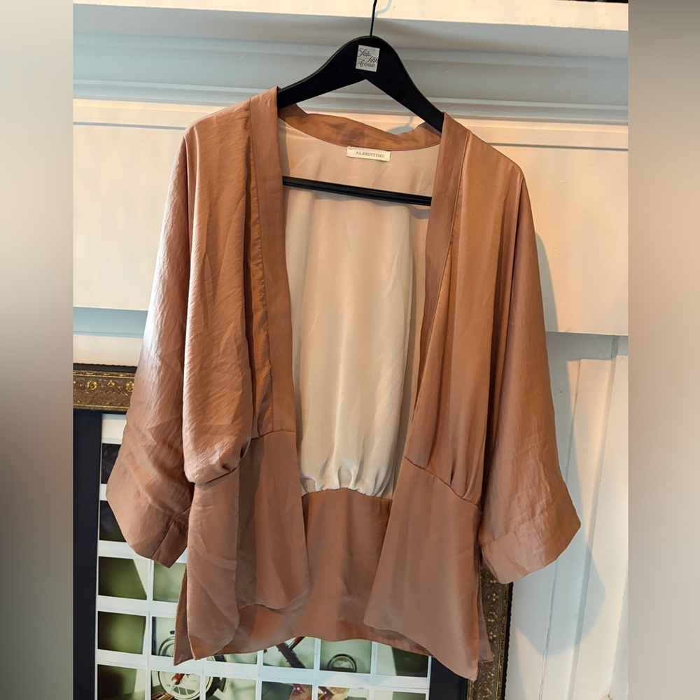 Albertine Vintage Elegant Tan Kimono Cardigan Size XS to L